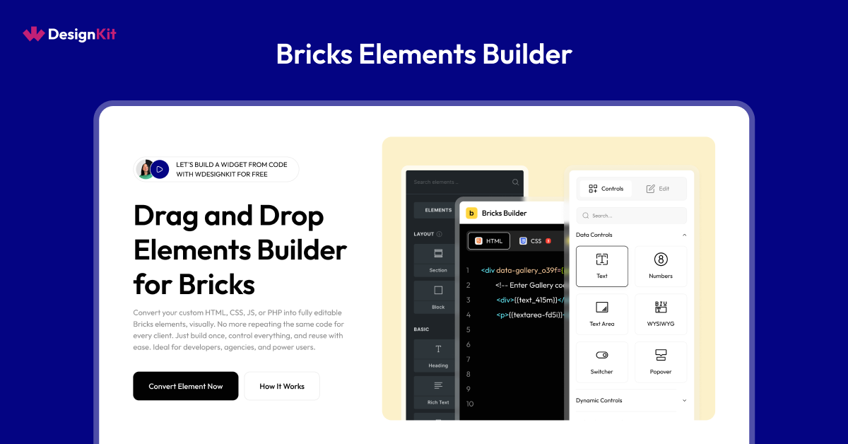 Widget Builder Bricks Elements Builder | WDesignKit