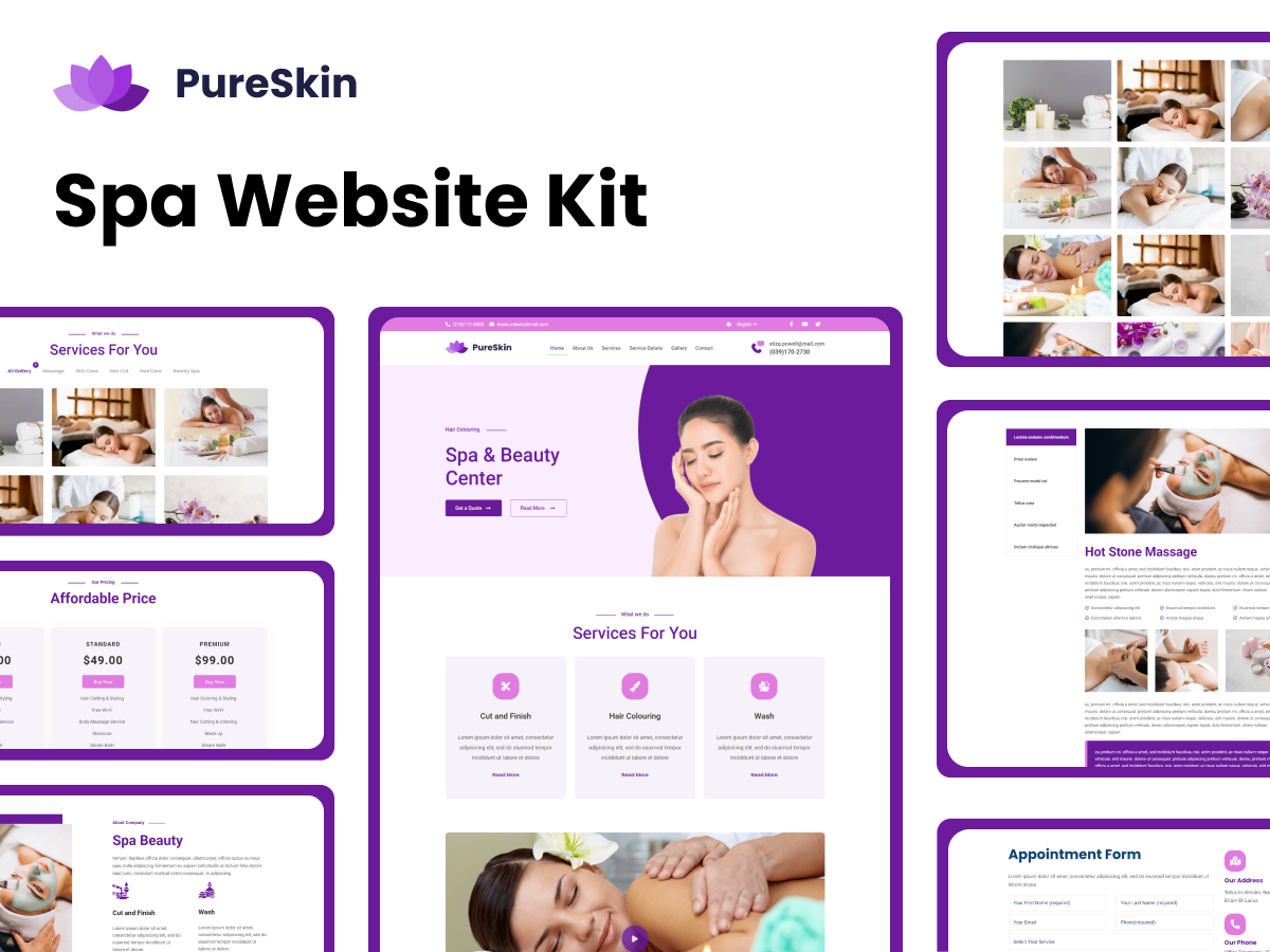 Pureskin | spa & beauty salon elementor template kit
