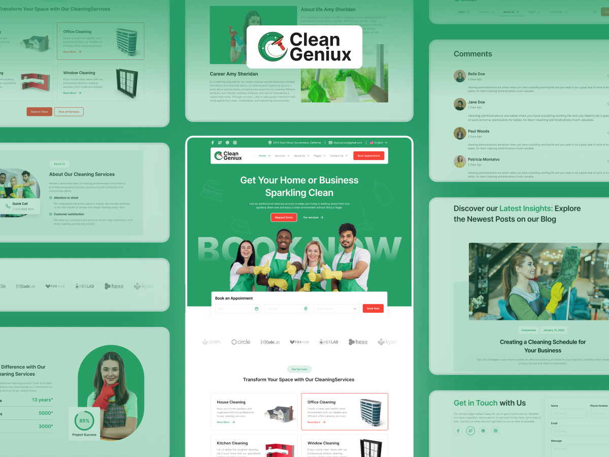 Cleangeniux shine  | elementor template kit
