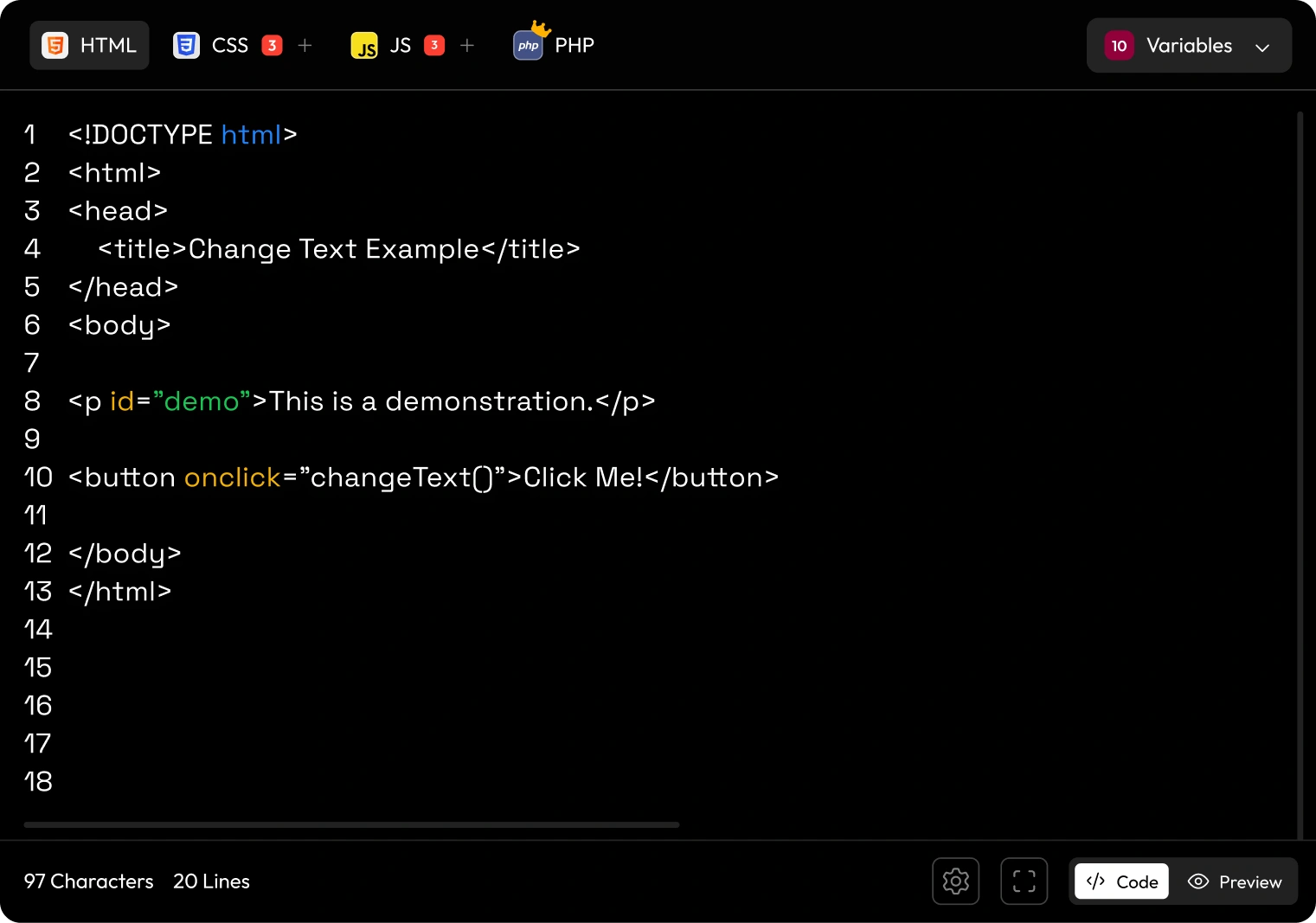 Code Snippet Builder Editor