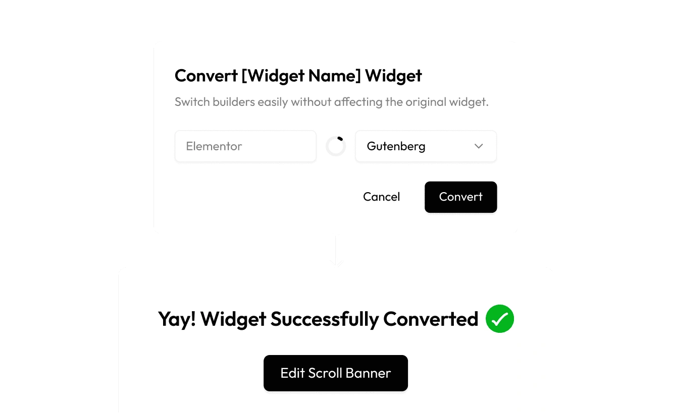 The same widget after conversion to another page builder